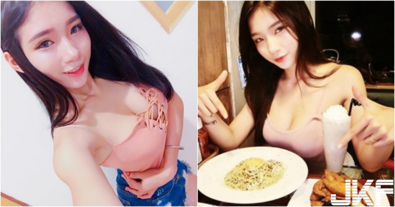 愛吃鬼「大奶妹子」參上！低胸背心「雪白美乳爆出」！整頓飯更好吃啦！