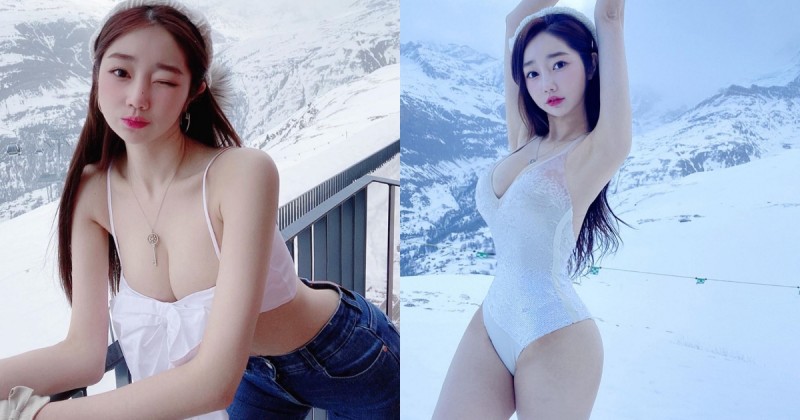 冰天雪地都要被她融化！「大奶甜心angevivi」爆乳小可愛不畏寒 挑戰零下好狂啊～